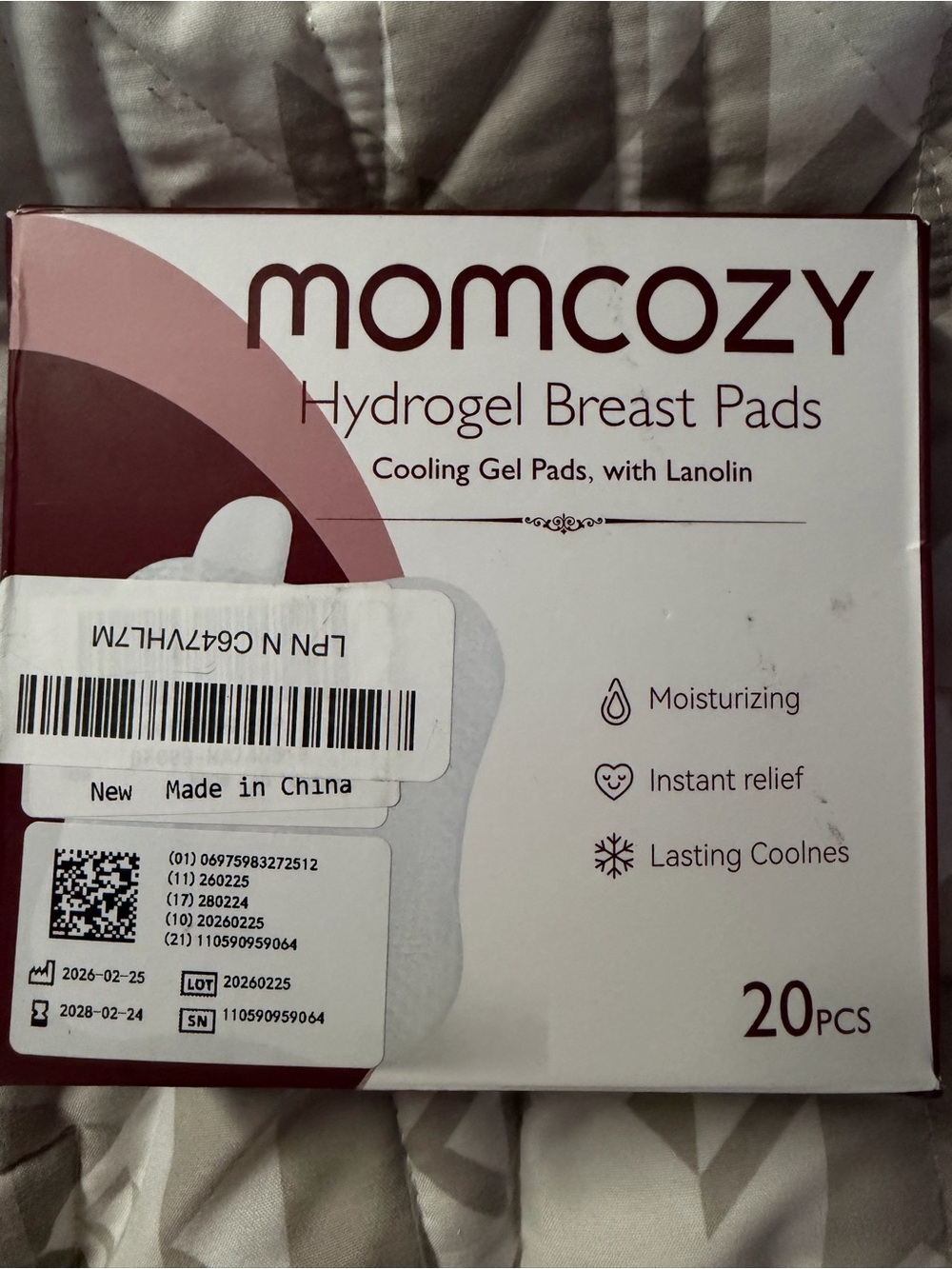 NEW MOMCOZY Hydrogel Breast Pads - 20pcs